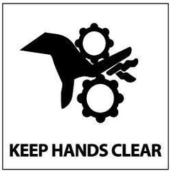 NMC - Accident Prevention Label - Legend: Keep Hands Clear, English, Black & White, 4" Long x 4" High, Sign Muscle Finish - All Tool & Supply