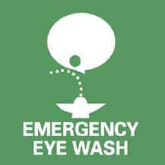 NMC - First Aid Label - Legend: Emergency Eye Wash, English, Green & White, 4" Long x 4" High, Sign Muscle Finish - All Tool & Supply