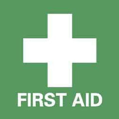 NMC - First Aid Label - Legend: First Aid, English, Green & White, 4" Long x 4" High, Sign Muscle Finish - All Tool & Supply