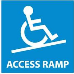 NMC - Restroom, Janitorial & Housekeeping Label - Legend: Access Ramp, English, Blue & White, 4" Long x 4" High, Sign Muscle Finish - All Tool & Supply