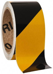 NMC - Black & Yellow Striped Vinyl Tape - 2" Wide x 30' Long x 0.002" Thick, General Traffic - All Tool & Supply