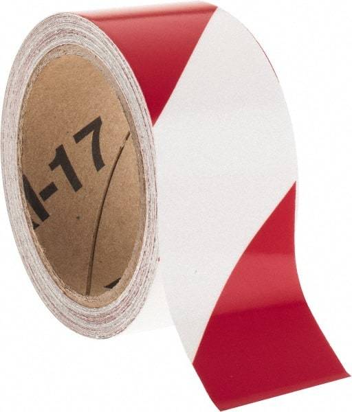 NMC - Red & Silver Striped Vinyl Tape - 2" Wide x 30' Long x 0.002" Thick, General Traffic - All Tool & Supply