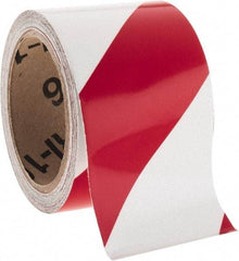 NMC - Red & Silver Striped Vinyl Tape - 3" Wide x 30' Long x 0.002" Thick, General Traffic - All Tool & Supply