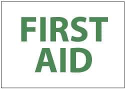 NMC - "First Aid", 7" Long x 10" Wide, Rigid Plastic Safety Sign - Rectangle, 0.05" Thick, Use for First Aid - All Tool & Supply