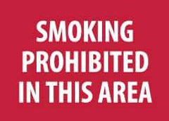 NMC - "Smoking Prohibited in This Area", 10" Long x 14" Wide, Pressure-Sensitive Vinyl Safety Sign - Rectangle, 0.004" Thick, Use for Smoking Regulations - All Tool & Supply