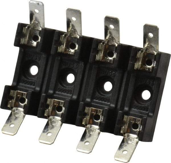 Cooper Bussmann - 4 Pole, 300 VAC/VDC, 30 Amp, Bolt-in Fuse Block - 1/4 Inch Diameter x 1-1/4 Inch Fuse Length, 2 Inch Long x 2-3/8 Inch Wide x 14.3mm High Block, 266°F - All Tool & Supply