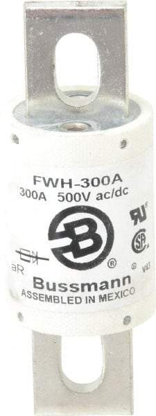 Cooper Bussmann - 500 VAC/VDC, 300 Amp, Fast-Acting Semiconductor/High Speed Fuse - Bolt-on Mount, 4-11/32" OAL, 200 (RMS Symmetrical), 50 at DC kA Rating, 1-1/2" Diam - All Tool & Supply