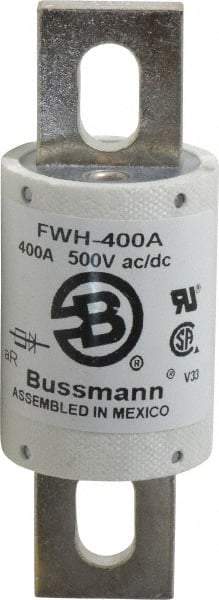 Cooper Bussmann - 500 VAC/VDC, 400 Amp, Fast-Acting Semiconductor/High Speed Fuse - Bolt-on Mount, 4-11/32" OAL, 200 (RMS Symmetrical), 50 at DC kA Rating, 1-1/2" Diam - All Tool & Supply