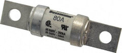 Cooper Bussmann - 500 VAC/VDC, 80 Amp, Fast-Acting Semiconductor/High Speed Fuse - Bolt-on Mount, 3-5/8" OAL, 200 (RMS Symmetrical), 50 at DC kA Rating, 0.947" Diam - All Tool & Supply