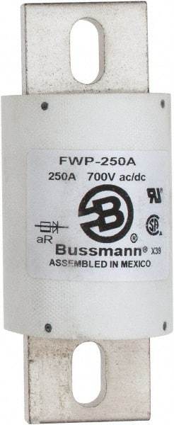 Cooper Bussmann - 700 VAC/VDC, 250 Amp, Fast-Acting Semiconductor/High Speed Fuse - Stud Mount Mount, 5-3/32" OAL, 200 (RMS), 50 at DC kA Rating, 2" Diam - All Tool & Supply