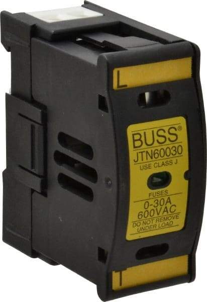 Cooper Bussmann - 1 Pole, 600 VAC/VDC, 30 Amp, DIN Rail Mount Fuse Holder - Compatible with J Class, 1.23 Inch Wide Fuse - All Tool & Supply