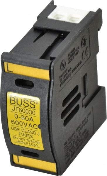 Cooper Bussmann - 1 Pole, 600 VAC/VDC, 30 Amp, DIN Rail Mount Fuse Holder - Compatible with J Class, 1.23 Inch Wide Fuse - All Tool & Supply