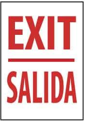 NMC - Exit, Pressure Sensitive Vinyl Exit Sign - 14" Wide x 20" High, English/Spanish - All Tool & Supply