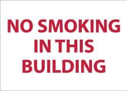 NMC - "No Smoking in This Building", 10" Long x 14" Wide, Rigid Plastic Safety Sign - Rectangle, 0.05" Thick, Use for Smoking Regulations - All Tool & Supply