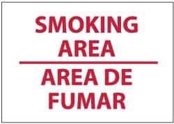 NMC - "Smoking Area", 10" Long x 14" Wide, Pressure-Sensitive Vinyl Safety Sign - Rectangle, 0.004" Thick, Use for Smoking Regulations - All Tool & Supply