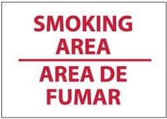 NMC - "Smoking Area", 10" Long x 14" Wide, Rigid Plastic Safety Sign - Rectangle, 0.05" Thick, Use for Smoking Regulations - All Tool & Supply