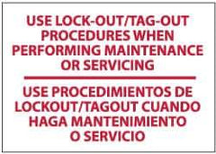 NMC - "Use Lock-Out/Tag-Out Procedures When Performing Maintenance or Servicing", 10" Long x 14" Wide, Pressure-Sensitive Vinyl Safety Sign - Rectangle, 0.004" Thick, Use for Accident Prevention - All Tool & Supply