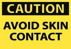 NMC - Accident Prevention Label, Header: CAUTION - Legend: Caution - Avoid Skin Contact, English, Black & Yellow, 5" Long x 3" High, Sign Muscle Finish - All Tool & Supply