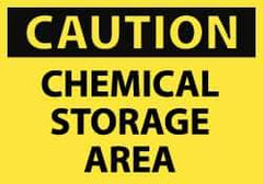 NMC - Hazardous Materials Label, Header: CAUTION - Legend: Caution - Chemical Storage Area, English, Black & Yellow, 5" Long x 3" High, Sign Muscle Finish - All Tool & Supply