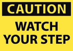 NMC - Accident Prevention Label, Header: CAUTION - Legend: Caution - Watch Your Step, English, Black & Yellow, 5" Long x 3" High, Sign Muscle Finish - All Tool & Supply