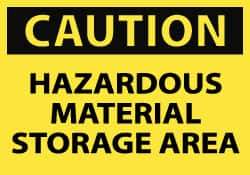 NMC - Hazardous Materials Label, Header: CAUTION - Legend: Caution - Hazardous Material Storage Area, English, Black & Yellow, 5" Long x 3" High, Sign Muscle Finish - All Tool & Supply