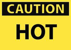 NMC - "Caution - Hot", 7" Long x 10" Wide, Pressure-Sensitive Vinyl Safety Sign - Rectangle, 0.004" Thick, Use for Hazardous Materials - All Tool & Supply