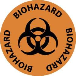 NMC - Biohazard, Anti-Skid Pressure-Sensitive Vinyl Floor Sign - Round, Black on Orange, Adhesive Backed, For Hazardous Materials - All Tool & Supply