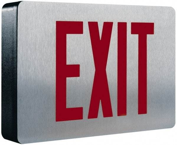 Cooper Lighting - 2 Face, 0.98, 1.04 Watt, Black, Aluminum, LED, Illuminated Exit Sign - 120/277 VAC, Nickel Cadmium, Surface Mounted, 12-5/8 Inch Long x 2-1/4 Inch Wide x 8-1/4 Inch High - All Tool & Supply