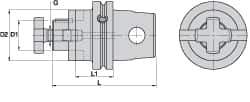 Kennametal - KM63XMZ Modular Connection 32mm Pilot Diam Shell Mill Holder - 110mm Flange to Nose End Projection, 78mm Nose Diam - Exact Industrial Supply