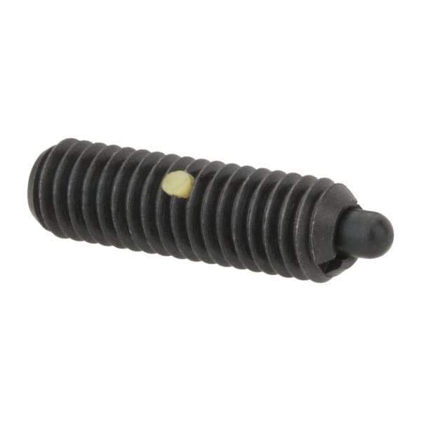 Gibraltar - M6 x 1.0, 0.787" Thread Length, 0.098" Plunger Projection, Steel Threaded Spring Plunger - 0.106" Max Plunger Diam, 0.787" Plunger Length, 1.57 Lb Init End Force, 4.5 Lb Final End Force - All Tool & Supply