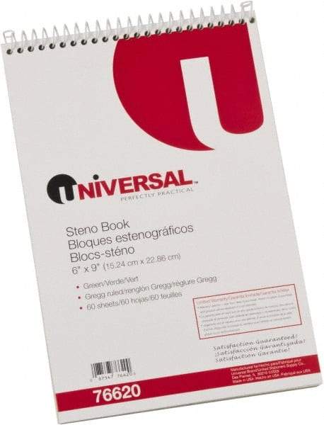 UNIVERSAL - 60 Sheet, 6 x 9", Steno Book - Green - All Tool & Supply