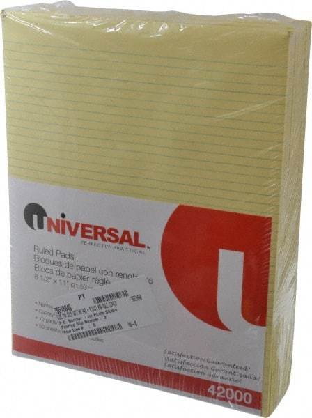 UNIVERSAL - 50 Sheet, 8-1/2 x 11", Glue Top Ruled Writing Pad - Canary - All Tool & Supply