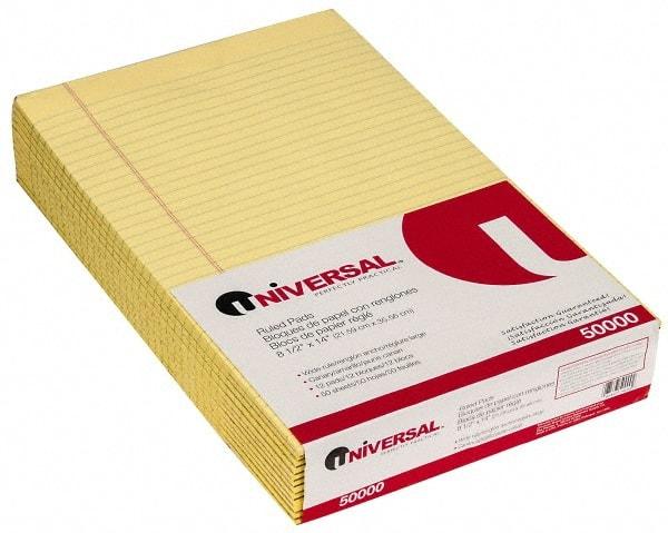 UNIVERSAL - 50 Sheet, 8-1/2 x 14", Glue Top Ruled Writing Pad - Canary - All Tool & Supply