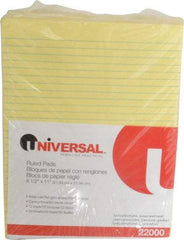 UNIVERSAL - 50 Sheet, 8-1/2 x 11", Glue Top Ruled Writing Pad - Canary - All Tool & Supply