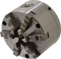 Buck Chuck Company - 6 Jaws, 4" Diam, Self Centering Manual Lathe Chuck - Front Mount, Adjustable, 4,725 Max RPM, 1.04" Through Hole Diam, Forged Steel - All Tool & Supply