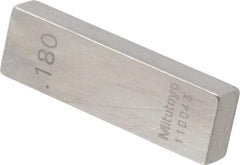 Mitutoyo - 0.18" Rectangular Steel Gage Block - Accuracy Grade 0, Includes Certificate of Inspection - All Tool & Supply