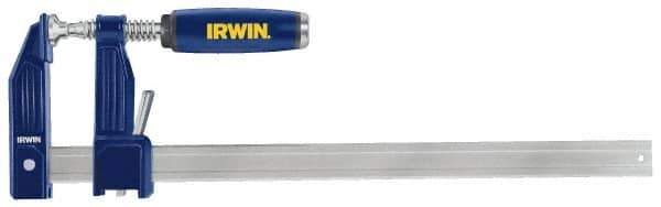 Irwin - 12" Capacity, 3-1/8" Throat Depth Bar Clamp - 1,000 Lb Clamping Pressure, 12" OAL - All Tool & Supply