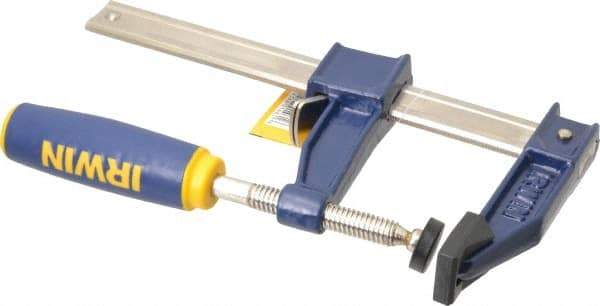 Irwin - 6" Capacity, 3-1/8" Throat Depth Bar Clamp - 1,000 Lb Clamping Pressure, 6" OAL - All Tool & Supply