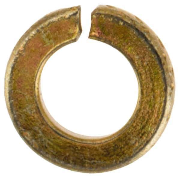 Value Collection - #2, 0.088" ID, 0.02" Thick Split Lock Washer - Grade 2 Spring Steel, Zinc Yellow Dichromate Finish, 0.088" Min ID, 0.094" Max ID, 0.172" Max OD - All Tool & Supply