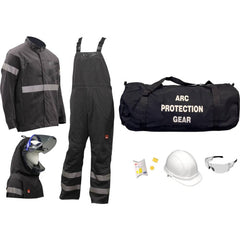 Size Large, 9.2 Arc Flashing Clothing Kit Includes Premium Gore Pyrad Jacket and Bib, Hood, Face Shield, Bracket, Hard Cap, Ear Plugs, Safety Glasses & Gear Bag