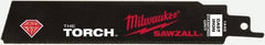 Milwaukee Tool - 6" Long, Steel Reciprocating Saw Blade - Straight Profile, Continuous Edge, Tang Shank - All Tool & Supply