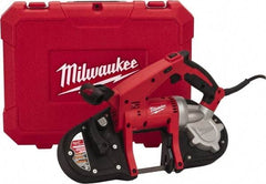 Milwaukee Tool - 120 Volt, Electric Handheld Bandsaw - 8 Ft. Cord Length, 3-1/4 Inch (Round) and 3-1/4 x 3-1/4 Inch (Rectangular) Depth of Cut, 200 and 360 SFPM, 7 Amp - All Tool & Supply