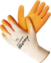 HexArmor - Size M (8), ANSI Cut Lvl A9, Puncture Lvl 5, Natural Rubber Latex Coated Cotton/SuperFabric Cut Resistant Gloves - 10.23" Long, Palm & Knuckles Coated, SuperFabric Lining, Knit Wrist, White/Orange, Paired - All Tool & Supply