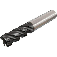 Iscar - 3/8" Diam, 3/4" LOC, 4 Flute Solid Carbide Roughing & Finishing Corner Chamfer End Mill - TiCN Finish, 3" OAL, 3/8" Shank Diam, Straight Shank, 45° Helix, Non-Centercutting - All Tool & Supply