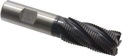 Accupro - 7/8" Diam, Fine Pitch, 1-7/8" LOC, 5 Flute Powdered Metal Corner Chamfer Roughing End Mill - TiAlN Finish, 4-1/8" OAL, 3/4" Shank Diam, Single End, Centercutting, 30° Helix - All Tool & Supply