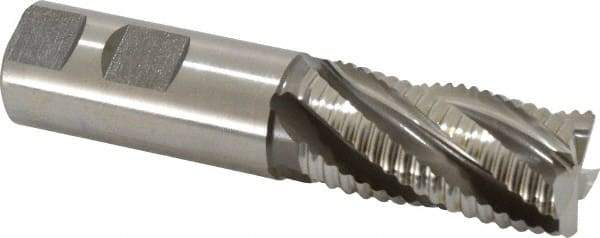 Accupro - 1" Diam, Coarse Pitch, 2" LOC, 5 Flute Powdered Metal Corner Chamfer Roughing End Mill - Uncoated, 4-1/2" OAL, 1" Shank Diam, Single End, Centercutting, 30° Helix - All Tool & Supply