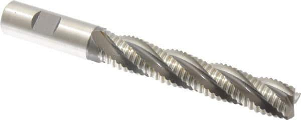 Accupro - 3/4" Diam, Coarse Pitch, 4-1/8" LOC, 4 Flute Powdered Metal Corner Chamfer Roughing End Mill - Uncoated, 6-3/8" OAL, 3/4" Shank Diam, Single End, Centercutting, 30° Helix - All Tool & Supply