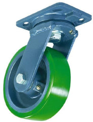 Hamilton - 8" Diam x 2" Wide x 9-1/2" OAH Top Plate Mount Swivel Caster - Phenolic, 1,400 Lb Capacity, Roller Bearing, 4 x 5" Plate - All Tool & Supply