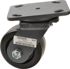 Hamilton - 4" Diam x 2" Wide x 5-5/8" OAH Top Plate Mount Swivel Caster - Phenolic, 800 Lb Capacity, Roller Bearing, 4 x 5" Plate - All Tool & Supply