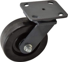 Hamilton - 6" Diam x 2" Wide x 7-1/2" OAH Top Plate Mount Swivel Caster - Phenolic, 1,200 Lb Capacity, Roller Bearing, 4 x 5" Plate - All Tool & Supply